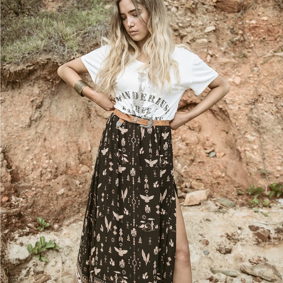 •SPELL• Phoenix Split Maxi Skirt {Mustang} - Picture 8 of 11